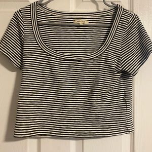 Madewell Westville White Striped Crop Top